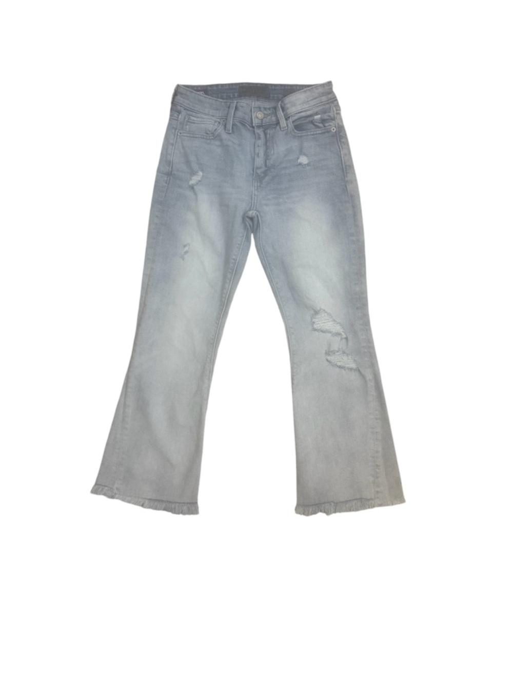 Lucky Brand ORA Crop Flare Jeans Size 26 Distressed Raw Hem Light Wash